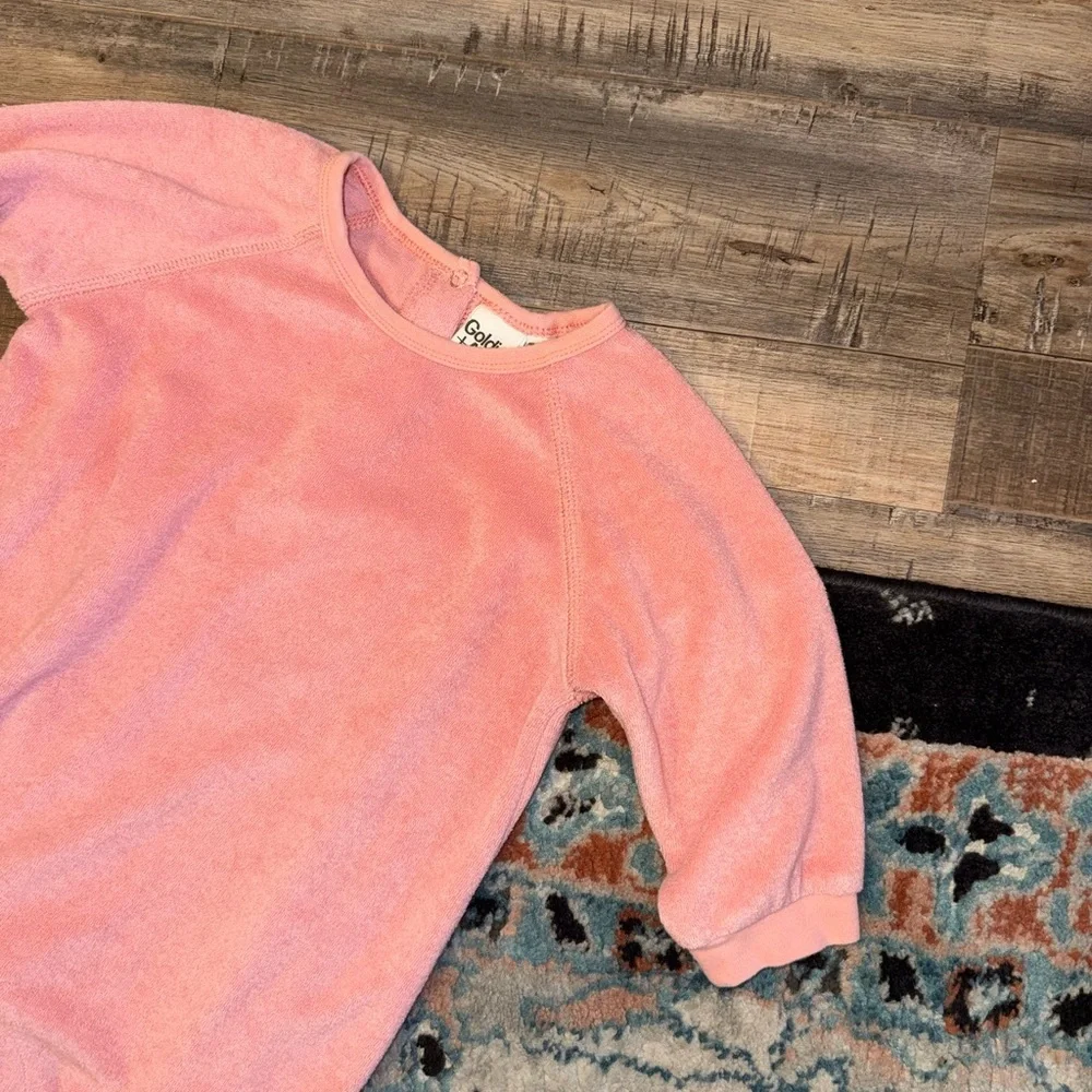 Goldie + Ace Terrycloth Pink Long Sleeve Casual Romper Onsie Outfit 12-18MOS